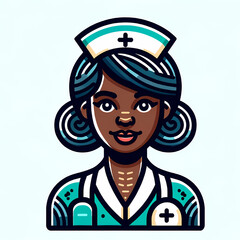 Black woman nurse in a vector flat icon style