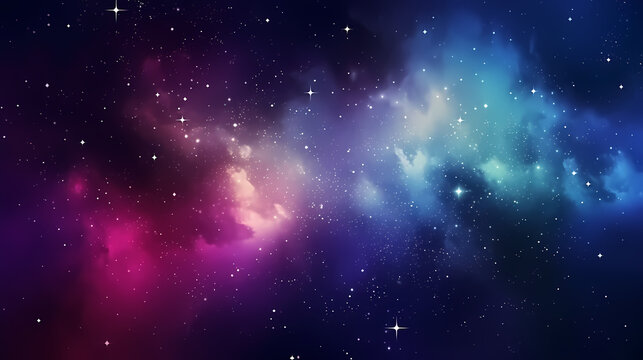 Gradient abstract stars background, starry night sky © xuan