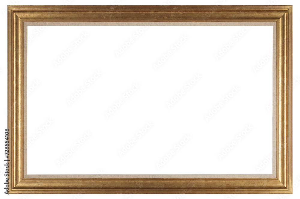 Wall mural wide picture frame in a classic design on a transparent background, in png format.