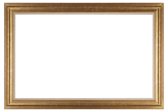Wide picture frame in a classic design on a transparent background, in PNG format.