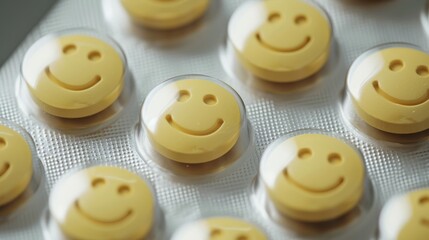 a yellow pills with smiley face circle