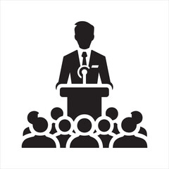 Lecturer or public speaker icon. Tribune presentation. Speaker, Presentation icon