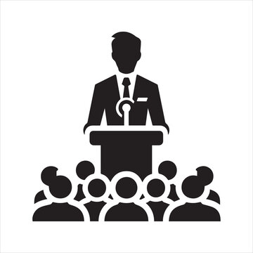 recommend clip art: Lecturer or public speaker icon. Tribune presentation. Speaker, Presentation icon