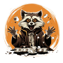 The Caffeine Magician! Laugh along with this aspiring magician raccoon as it navigates the world of caffeine-fueled illusions