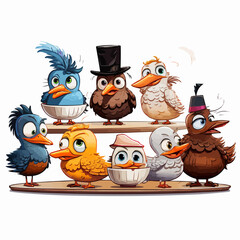 The Coffee Cup Stacking Squad! Chuckle along with these competitive birds as they test their coffee cup stacking skills