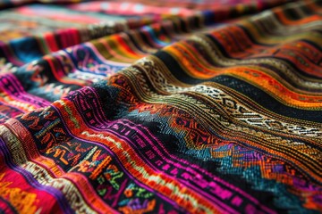 200yearold Thai silk with Peruvian style pattern. - obrazy, fototapety, plakaty