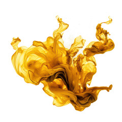Abstract gold paint and smoke ink smoke, gold cloud on transparent png