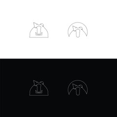 line art circle dog animal logo design . dog simple vector logo design