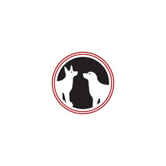 Fototapeta premium Round and circle dog animal logo design . Simple colorful dog silhouette