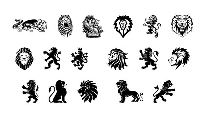 Obraz premium Lion icon set PNG transparent