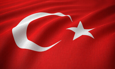 Turkey flag on the background texture. 3D Render