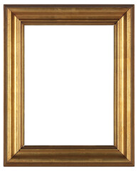 Golden picture frame on a transparent background, in PNG format.
