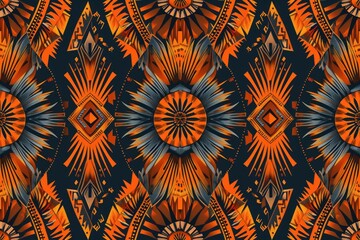 Tribalinspired ethnic orange pattern for various designs.