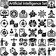Artificial intelligence icon Set vector illustration