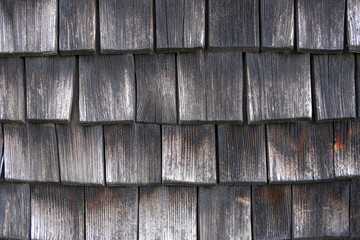 Fototapeta premium Abstract wood texture of cedar shingles close up in Germany