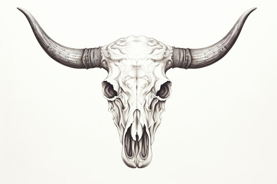 Bull skull on a white background