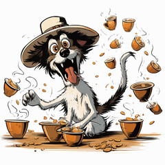 The Caffeine Juggler! Chuckle along with this enthusiastic dog as it embraces the challenge of coffee bean juggling