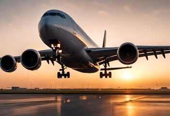 airplane at sunset