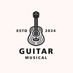 Guitar Musical Vector Logo Design illustration