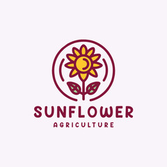 Monoline Colorful Flower Vector Graphic Design illustration Vintage style Emblem Symbol and Icon