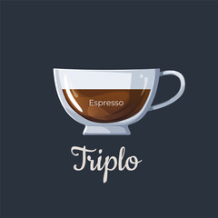 Triplo. Coffee vector illustration for menu
