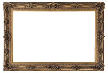 Antique picture frame on a transparent background, in PNG format.