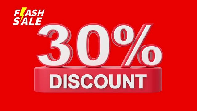 an animated video of a flash sale shopping offer with a 30% discount on purchases