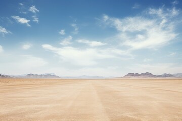 empty road in desert landscape on sunny day - obrazy, fototapety, plakaty