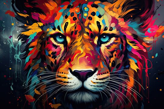 colorful leopard animal portrait illustration