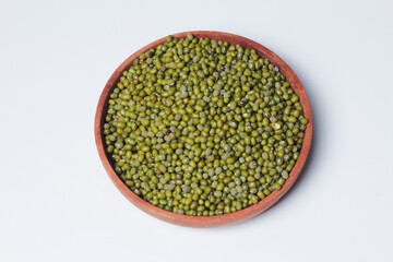 Mung beans seeds on white backgroung
