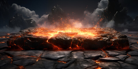 visually stunning scene of a volcanic eruption Hot magma background. 