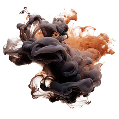 A cascade of swirling espresso clouds, on transparent png.