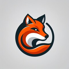 Obraz premium Abstract logo illustration of fox in Vector Illustration grey Background with space created with generative ai
