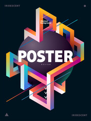 Poster design with isometric impossible colorful lines. Geom - 726567362