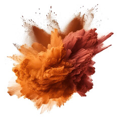 Abstract colored brown powder, dirt cloud explode smoke cloud, a soft dust explode cloudy on...