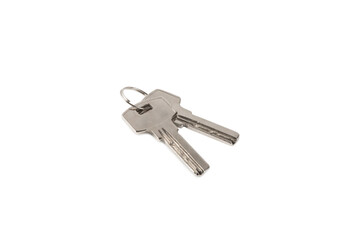 House keys isolated on white background.Real estate and insurance concept.Copy space.