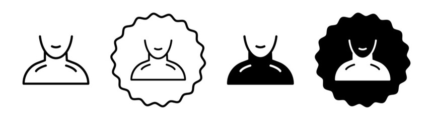 Human neck set in black and white color. Human neck simple flat icon vector