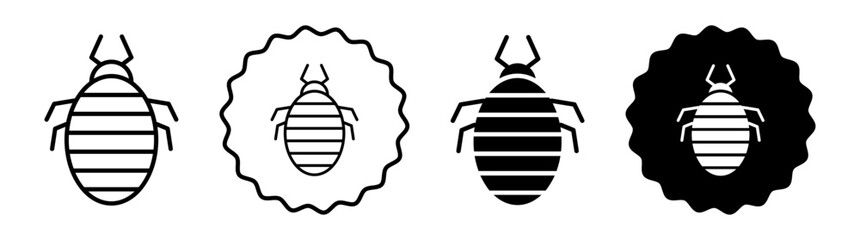 Louse set in black and white color. Louse simple flat icon vector