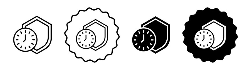 Long term protection set in black and white color. Long term protection simple flat icon vector