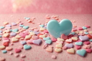 Obraz premium Abstract pastel background with hearts , concept Mother's Day, Valentine's Day, Birthday , spring colors