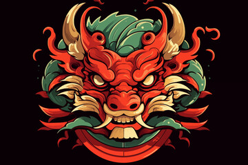 traditional red chinese picture of dragon for chinese new year 2024, chinese lucky dragon symbol, Lùhng, ryū, 龍/竜, yong, 용, mungkorn, มังกรจีน, rồng, generative AI