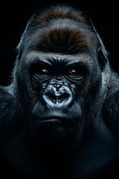 portrait photo of gorilla on black background stock photo, picture, picture free, portrait