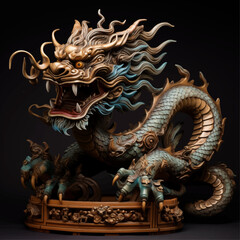 Fototapeta na wymiar traditional chinese dragon for chinese new year 2024, chinese lucky dragon symbol, Lùhng, ryū, 龍/竜, yong, 용, mungkorn, มังกรจีน, rồng, generative AI