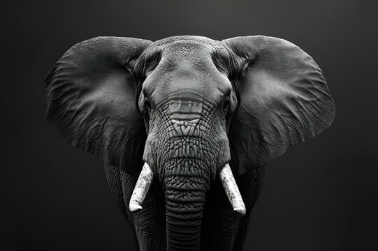 an elephant has it's ears tusked up