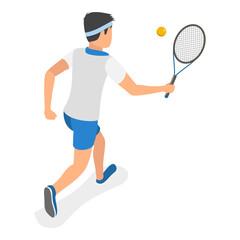 3D Isometric Flat Vector Set of Tennis Players, Summer Sport. Item 4
