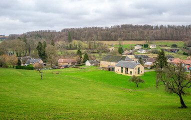 Fototapeta na wymiar Small village in the French Ardennes 