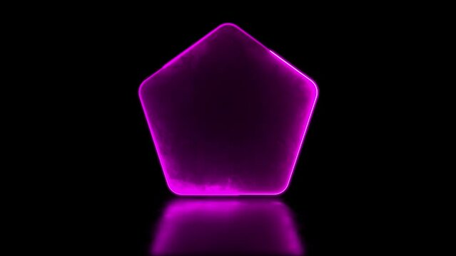 Glowing looping pentagonal neon frame effect, black background.
