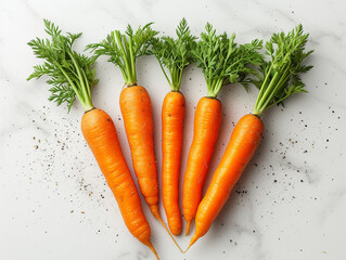 Fresh carrots on white background in minimalist style.  - obrazy, fototapety, plakaty