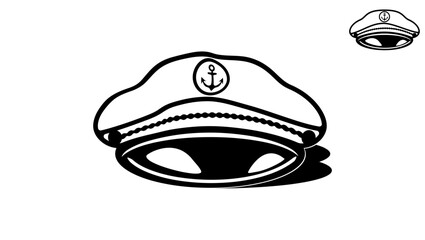 captain hat, black isolated silhouette