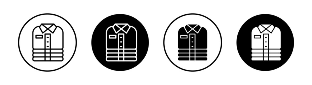 Stack Of Folded Shirts Vector Line Icon Illustration.